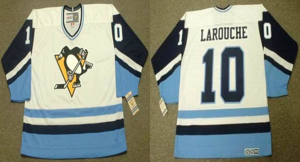 2019 Men Pittsburgh Penguins 10 Larouche White blue CCM NHL jerseys